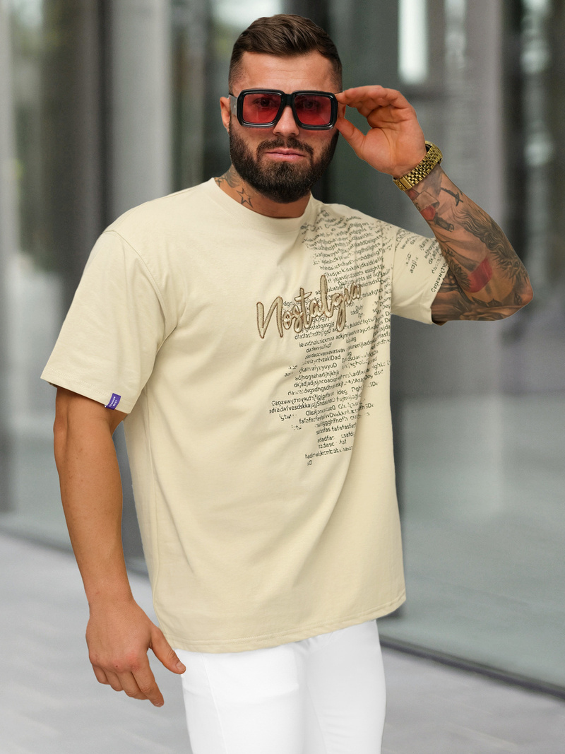 Men's T-shirt - Beige OZONEE O/YN2/631