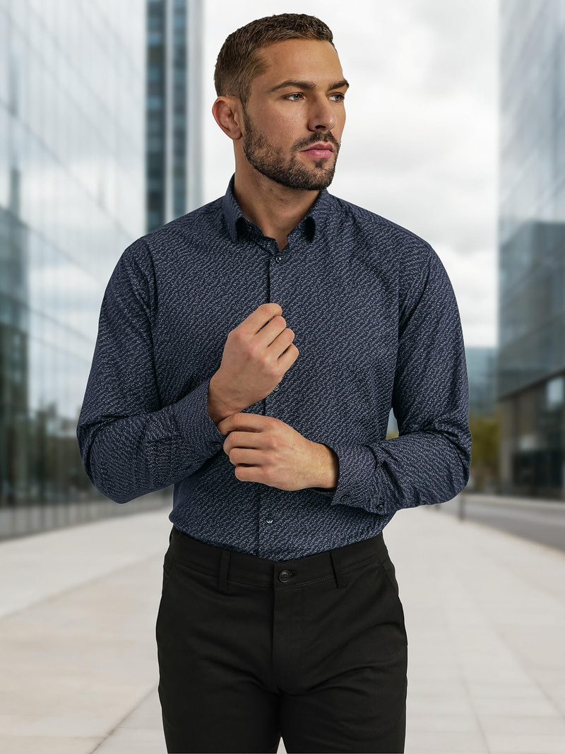 Men's Shirt - Navy Blue OZONEE V/V186