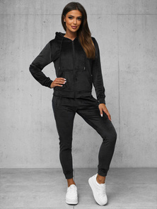Women's Velour Tracksuit Set - Black OZONEE JS/8C1176/3Z
