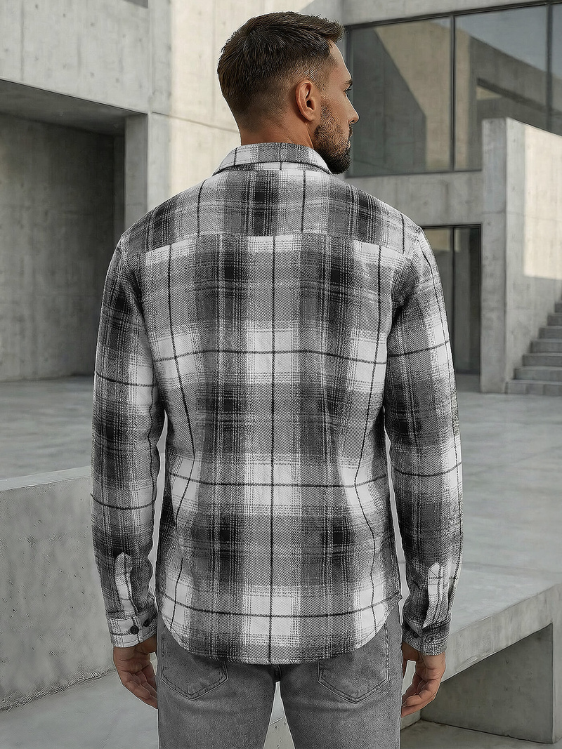 Men's Shirt - Black-White OZONEE NB/MC728N/4Z