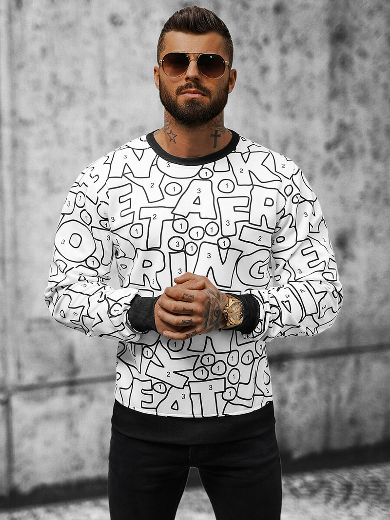 Men's Sweatshirt - White OZONEE JS/8B1136/1