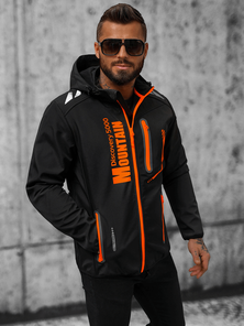 Men's Softshell Jacket - Black and Orange OZONEE JS/HH026/1Z