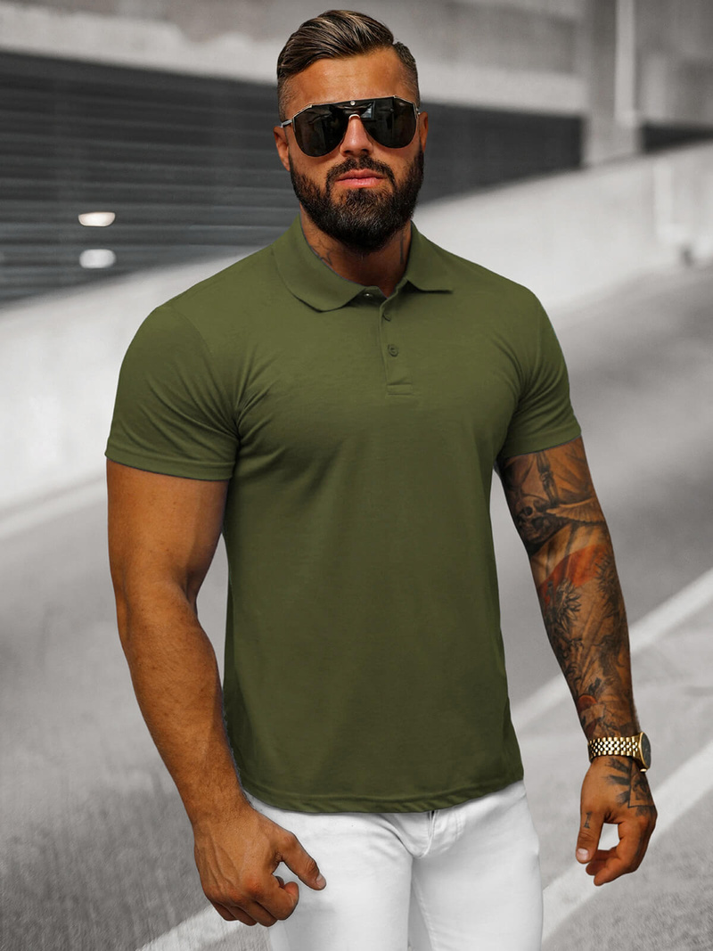 Men's Polo Shirt - Green OZONEE JS/8T80/29Z