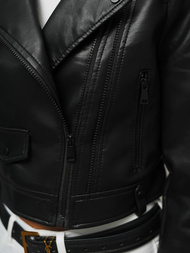Women's Leather Jacket - Black OZONEE JS/11Z8128Z
