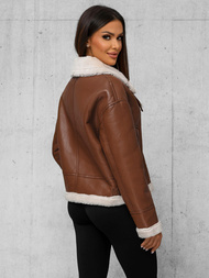 Women's Leather Jacket Brown OZONEE JS/11Z8176Z