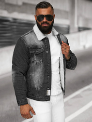 Men's Denim Jacket Sherpa Black OZONEE NB/MJ513N