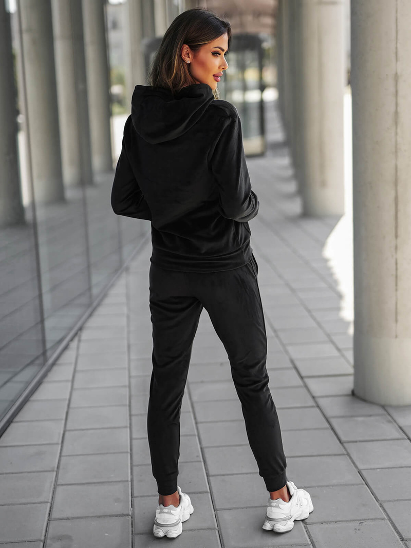 Women's Velour Tracksuit Set - Black OZONEE O/8C1175/3