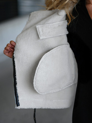 Women's Leather Jacket - Black/White OZONEE JS/11Z8177Z