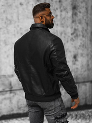 Men's Leather Jacket - Black OZONEE JB/JP1178Z