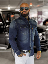 Men's denim shirt - dark blue OZONEE O/51410