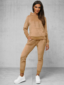 Women's Velour Tracksuit Set - Beige OZONEE O/8C1175/91Z