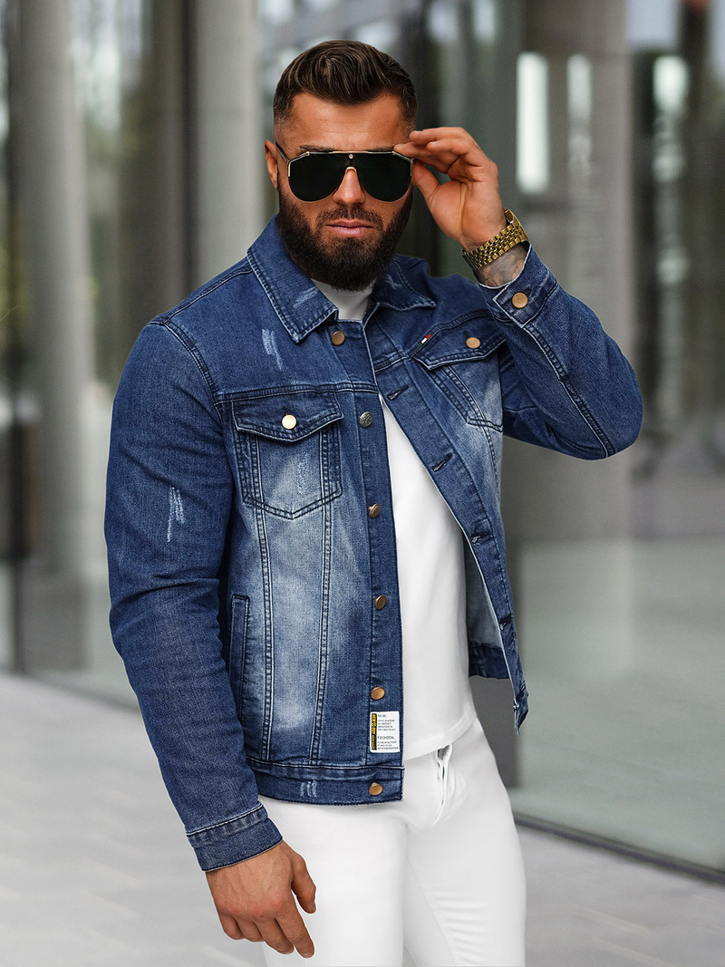 Men's Denim Jacket Dark Blue OZONEE NB/MJ525BSZ