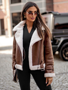 Women's Leather Jacket Brown OZONEE JS/11Z8177