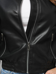 Women's Leather Jacket Black OZONEE O/G116