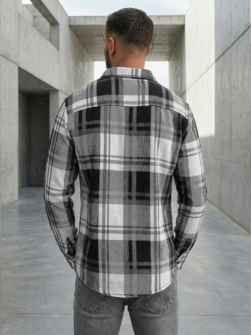 Men's Shirt - Black-White OZONEE NB/MC728N/3Z