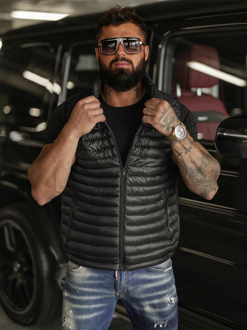 Men's gilet - black OZONEE JS/16M9333/392BZ