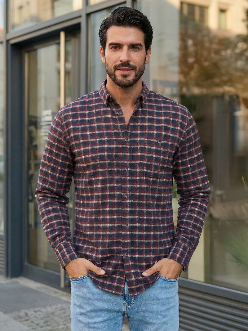 Men's Shirt - Burgundy OZONEE V/V176Z