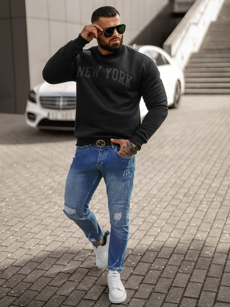 Men's Sweatshirt - Black OZONEE JS/8B1362/3