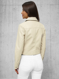 Women's Leather Jacket Beige OZONEE O/G117Z
