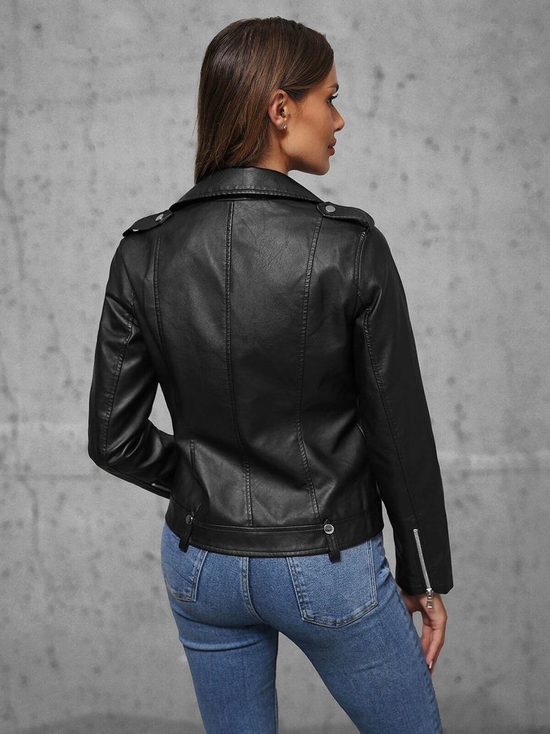 Women's Leather Jacket Black OZONEE JS/11Z8060