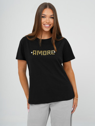 Women's T-shirt - Black/Gold OZONEE JS/YJ77716