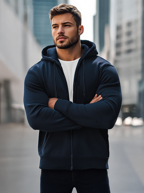 Men's Hoodie - Dark navy blue OZONEE JS/2008Z