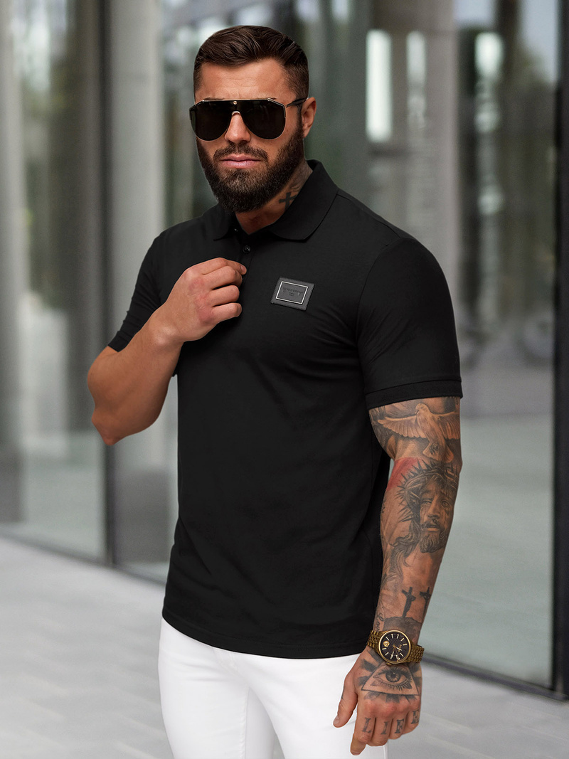 Men's Polo Shirt - Black OZONEE NB/MT3124