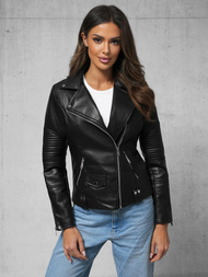 Women's Leather Jacket Black OZONEE JS/11Z8109