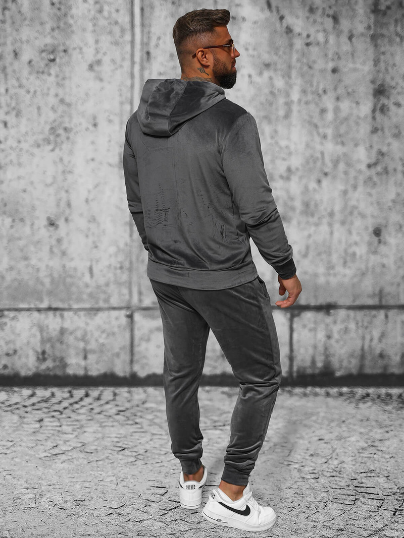 Men's Velour Tracksuit - Anthracite OZONEE JS/8C1169/6