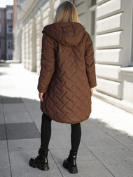 Women's long winter jacket - chocolate OZONEE JS/5M3352/158