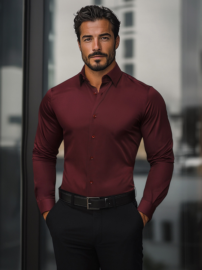 Men's Shirt - Burgundy OZONEE O/V138