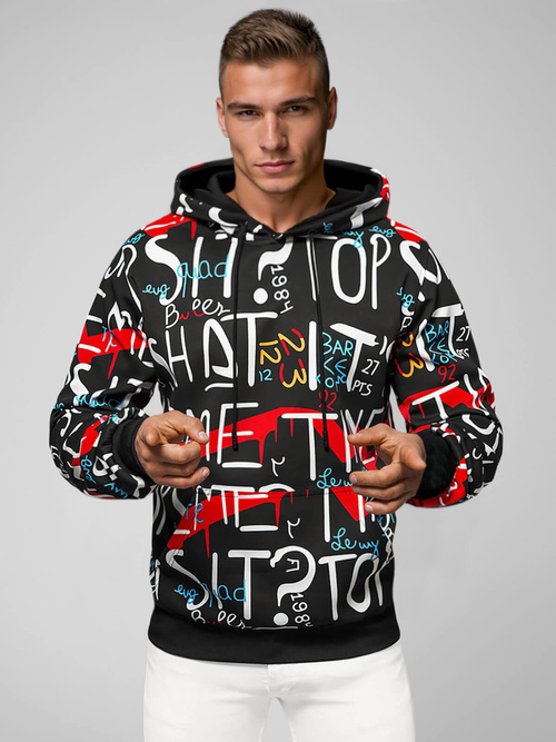 Men's Hoodie - Black OZONEE JS/8B1233/3Z