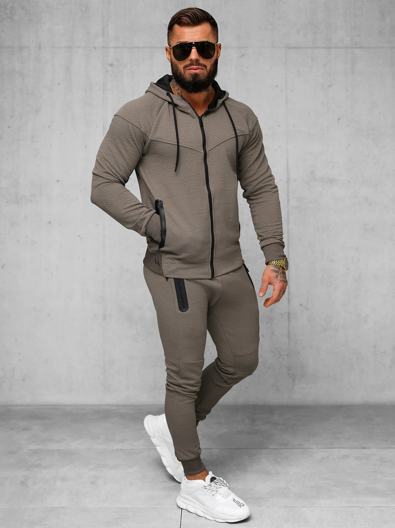 Men's tracksuit - beige/grey OZONEE O/FF3705AB