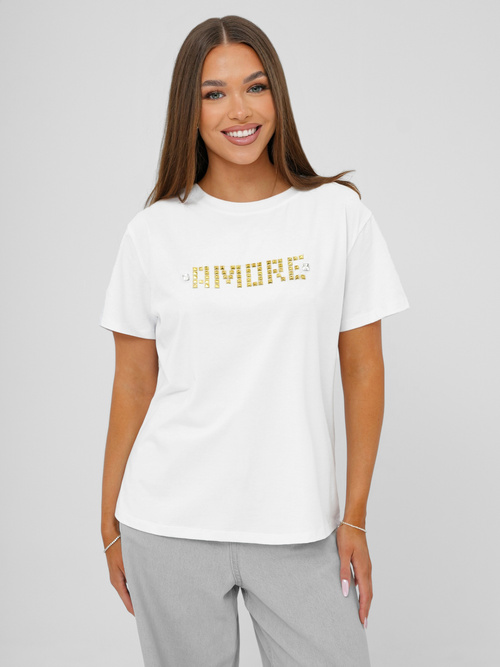 Women's T-shirt - White/Gold OZONEE JS/YJ77716