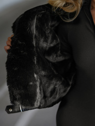 Women's Leather Jacket Black OZONEE JS/11Z8172Z