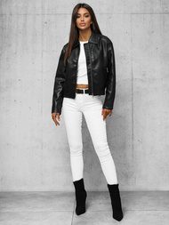 Women's Leather Jacket Black OZONEE O/G116Z
