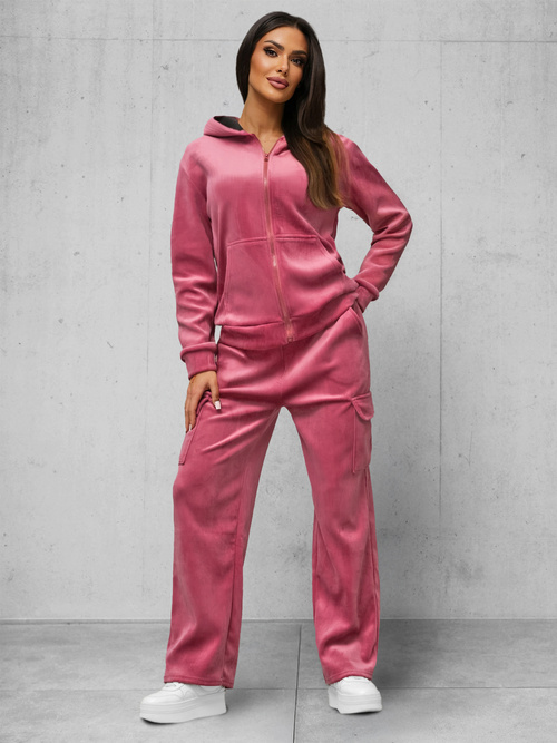 Women's Velour Tracksuit Set - Dark Pink OZONEE JS/35C1613/19