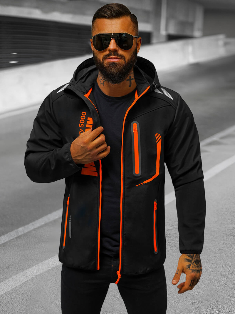 Men's Softshell Jacket - black and orange OZONEE JS/HH026/1