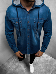 Men's Denim Shirt - Dark Blue OZONEE O/201144Z