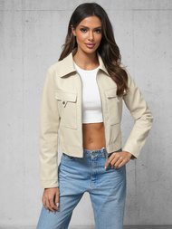 Women's Leather Jacket Beige OZONEE O/G117