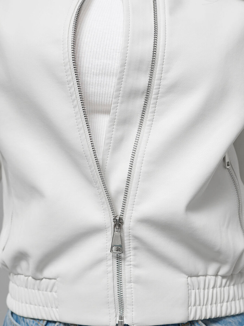 Women's Leather Jacket White OZONEE O/G116