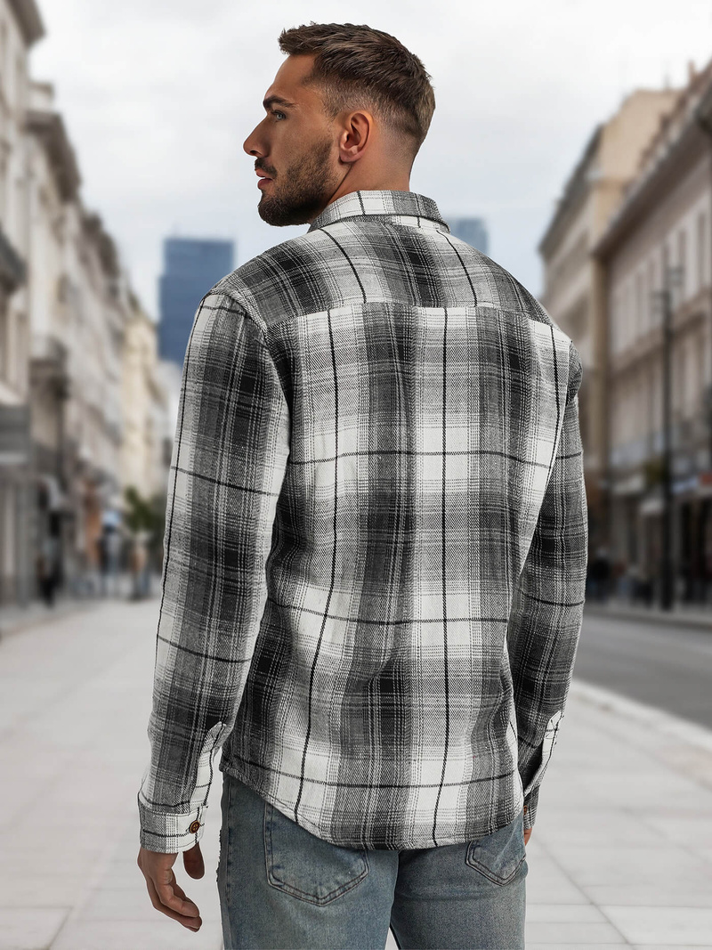 Men's Shirt - Black-White OZONEE NB/MC728N/4