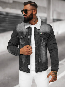 Men's Denim Jacket Sherpa Black OZONEE NB/MJ513N
