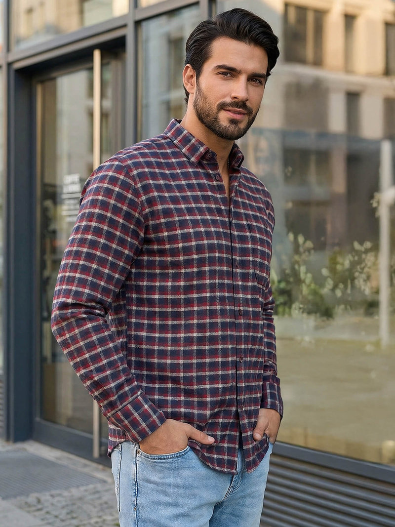 Men's Shirt - Burgundy OZONEE V/V176Z