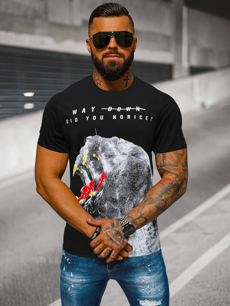 Men's T-shirt - Black OZONEE O/T127/3Z