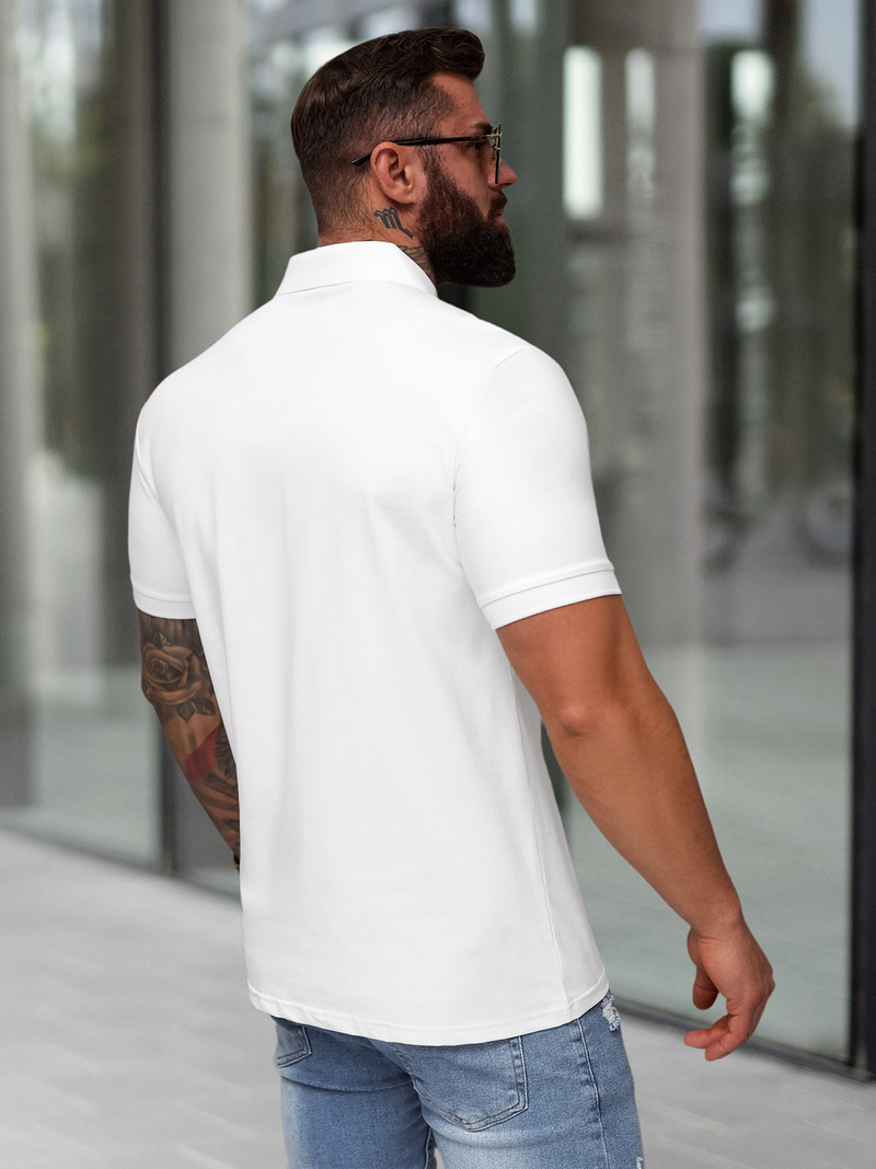 Men's Polo Shirt - White OZONEE NB/MT3121