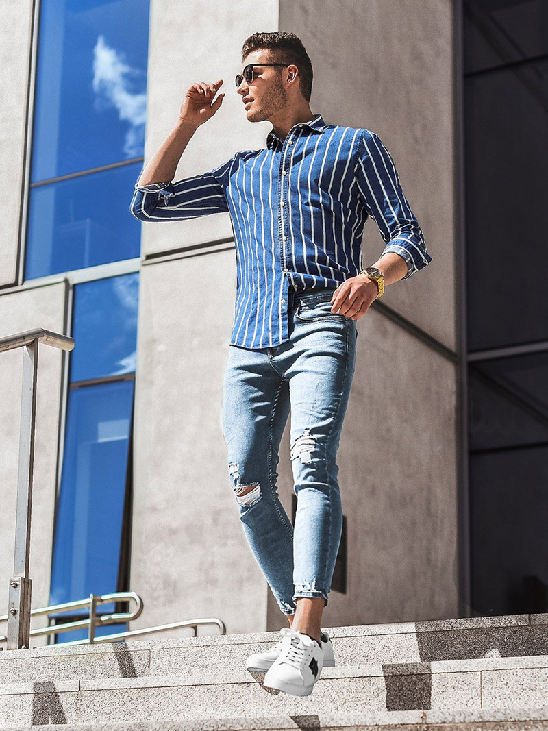 Men's Shirt - Blue OZONEE R/1494