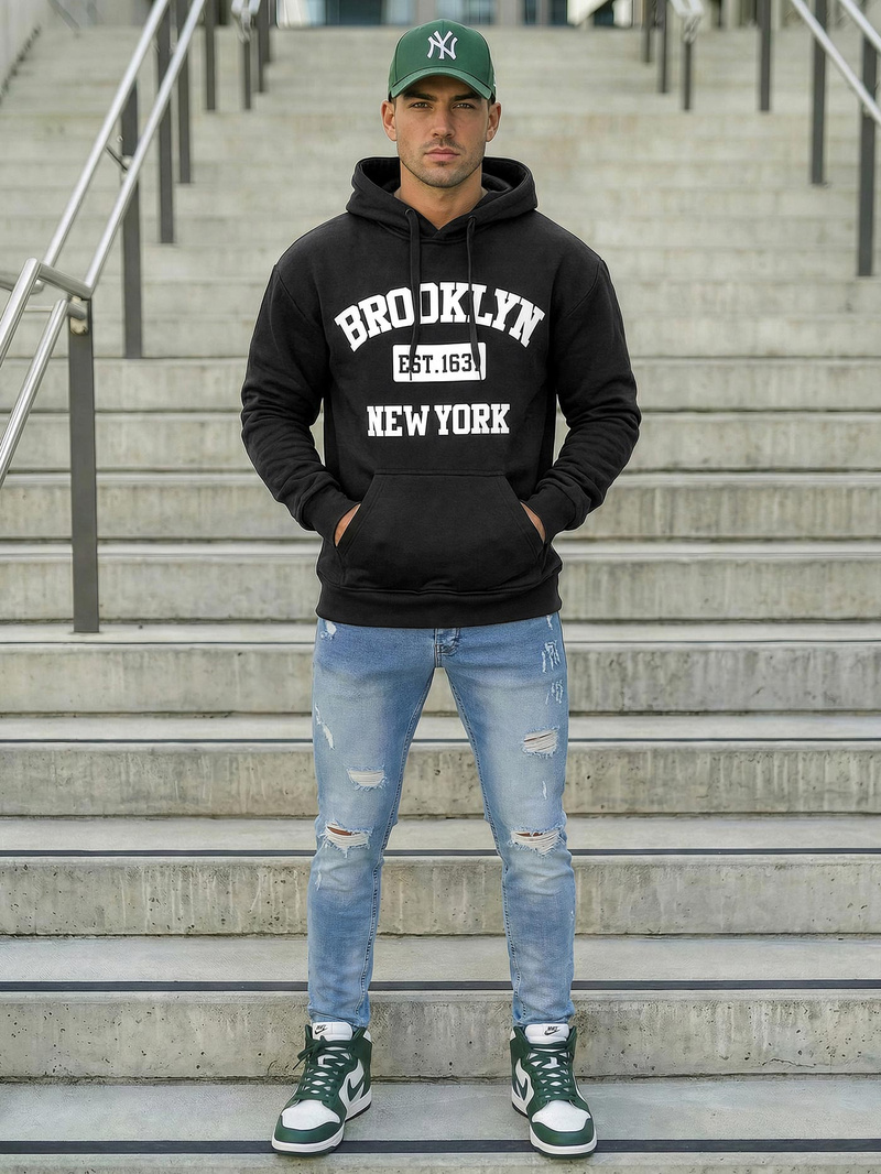 Men's Hoodie - Black OZONEE JS/8B1767/3Z