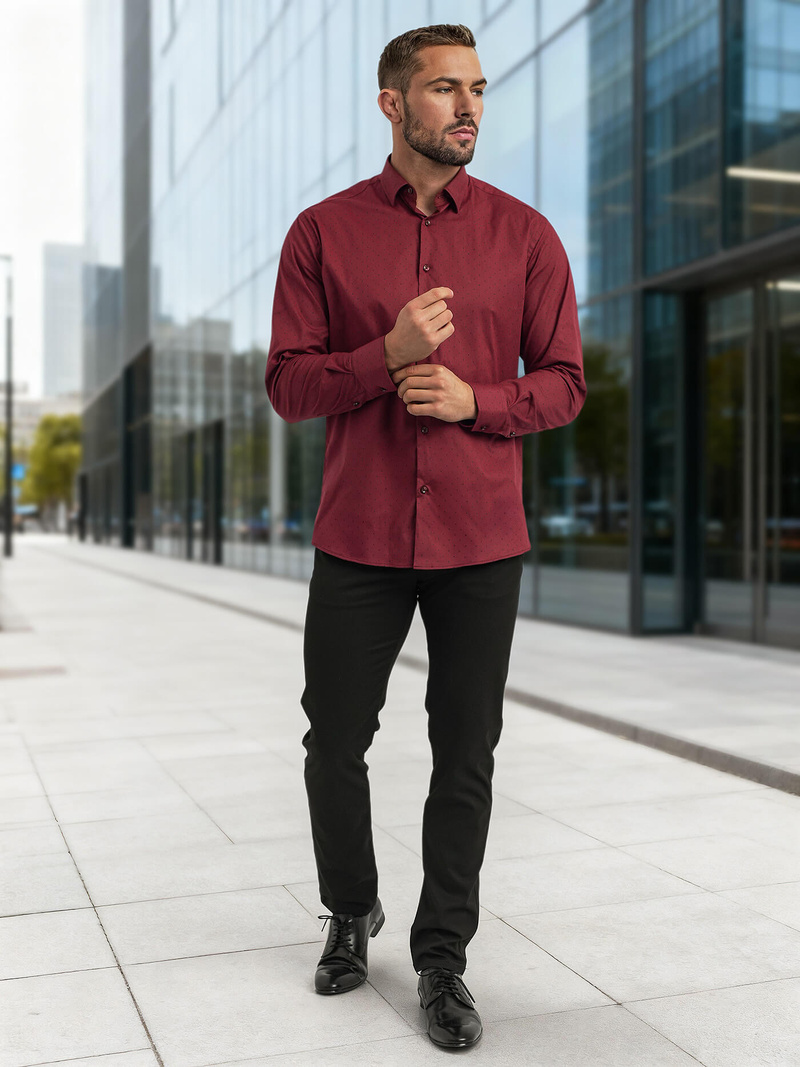 Men's Shirt - Burgundy OZONEE V/V182