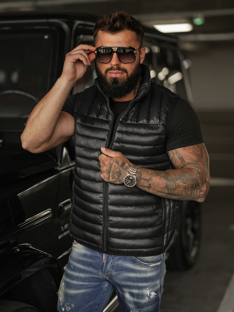 Men's gilet - black OZONEE JS/16M9298/392BZ